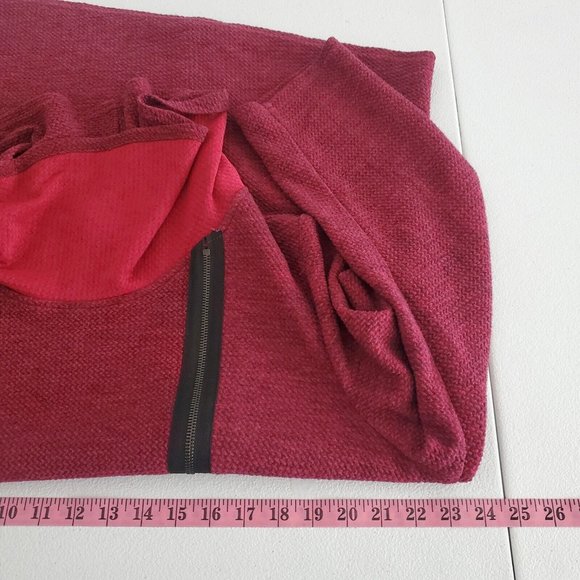 Yushi Womens Red Cowl Neck Zipper Accent Tunic Size XL Long Sleeve Asymmetrical - Picture 4 of 7
